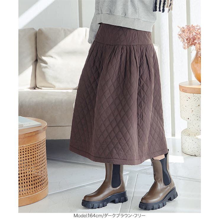 中綿キルティングフレアスカート［M3998］ | KOBE LETTUCE | 詳細画像8 