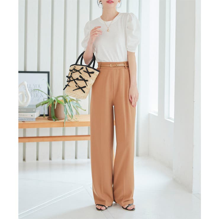 選べるサイズ 美脚ジャージーワイドパンツ［M4019］[品番