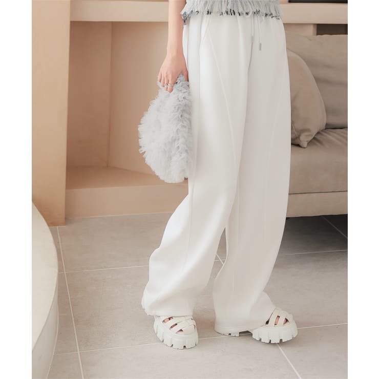 オフホワイト | ダイバー素材ワイドカーブパンツ［M4050］ | KOBE LETTUCE