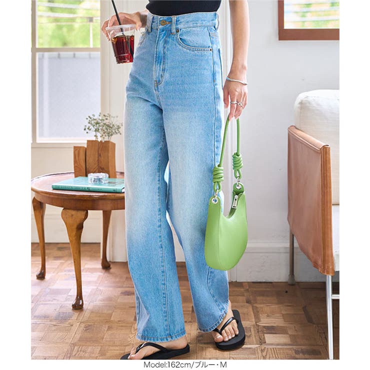 綿100%ハイウエストストレートワイドデニムパンツ［M4060］ | KOBE LETTUCE | 詳細画像8 