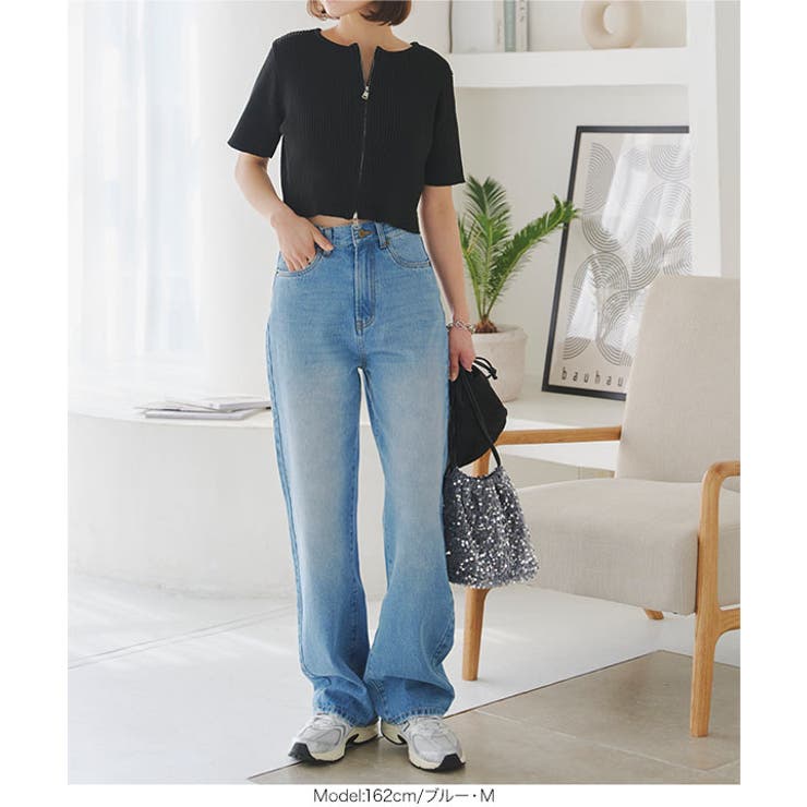 綿100%ハイウエストストレートワイドデニムパンツ［M4060］ | KOBE LETTUCE | 詳細画像12 