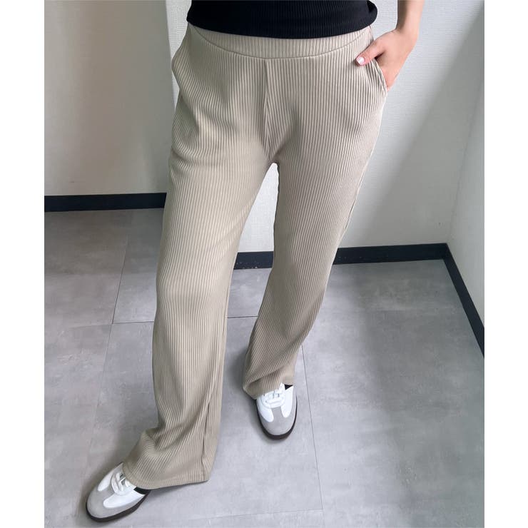 サンドベージュ | [ mamaレタス ] 選べる2丈 マタニティリブフレアパンツ［M4074］ | KOBE LETTUCE