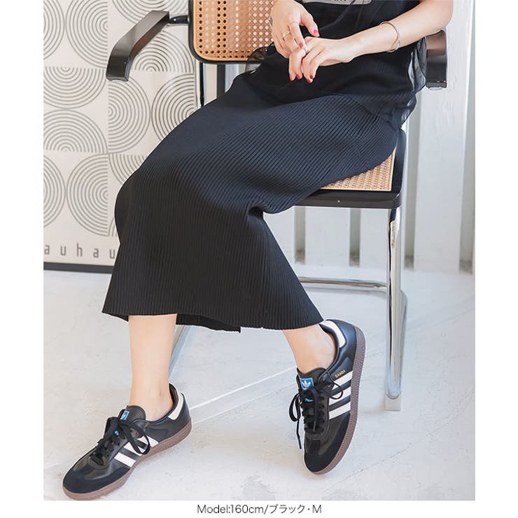 低身長さん高身長さんも選べる3丈ストレッチリブニットスカート［M4088］ | KOBE LETTUCE | 詳細画像5 