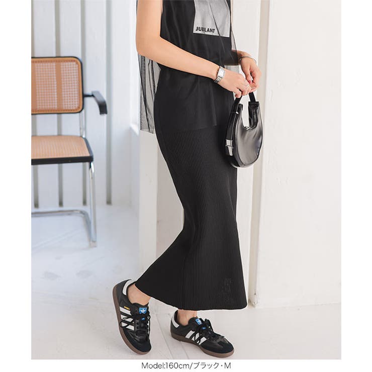 低身長さん高身長さんも選べる3丈ストレッチリブニットスカート［M4088］ | KOBE LETTUCE | 詳細画像6 