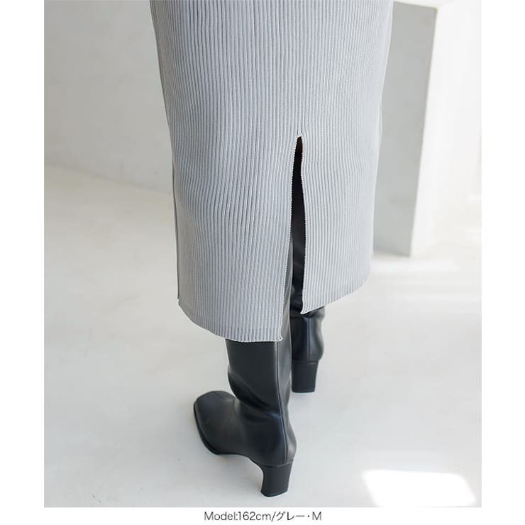 低身長さん高身長さんも選べる3丈ストレッチリブニットスカート［M4088］ | KOBE LETTUCE | 詳細画像11 