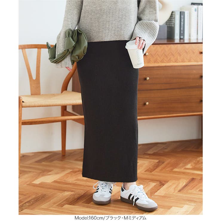 [ 選べるサイズ 丈 ] アンチピリングリブニットスカート［M4094］ | KOBE LETTUCE | 詳細画像17 