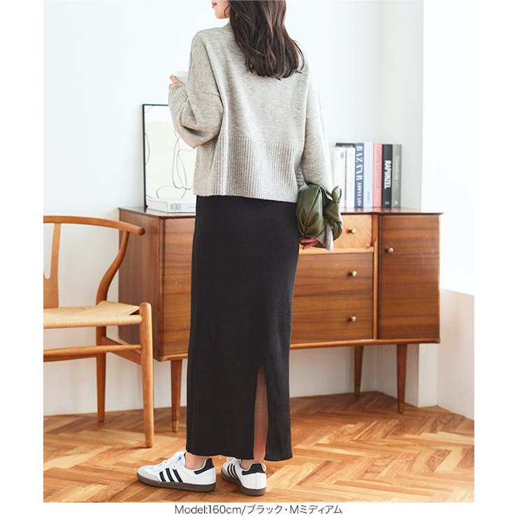 [ 選べるサイズ 丈 ] アンチピリングリブニットスカート［M4094］ | KOBE LETTUCE | 詳細画像18 