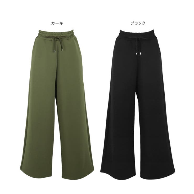 グリーン ハイウエスト リボン付きパンツ ウエストリボンピンタックワイドパンツ［M4098］[品番