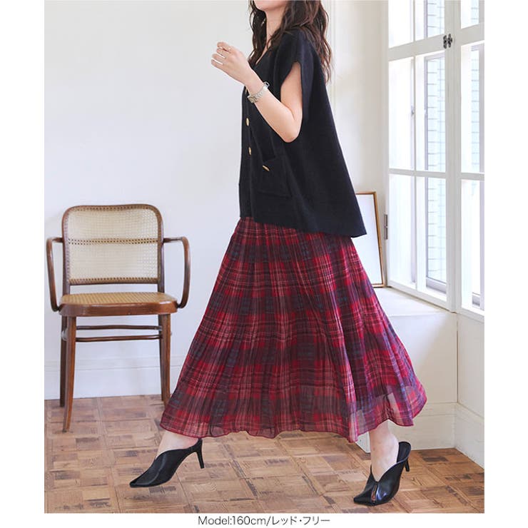 チェック消しプリーツスカート［M4127］ | KOBE LETTUCE | 詳細画像5 