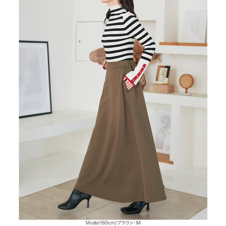 裏起毛で暖かく フレアなシルエットで上品に。[品番：KO000014946