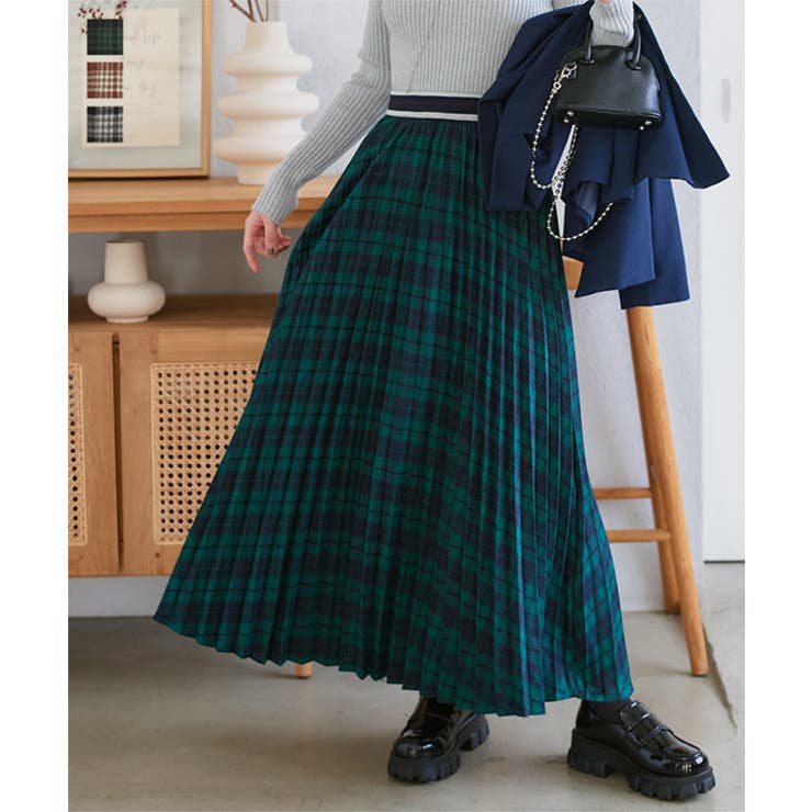 ウエストラインゴムチェックスカート［M4164］[品番：KO000014931