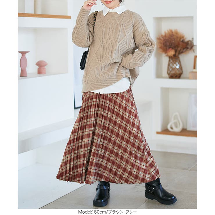 ウエストラインゴムチェックスカート［M4164］ | KOBE LETTUCE | 詳細画像4 