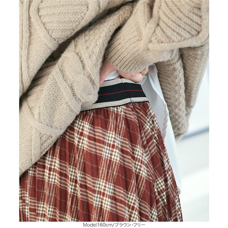 ウエストラインゴムチェックスカート［M4164］ | KOBE LETTUCE | 詳細画像6 
