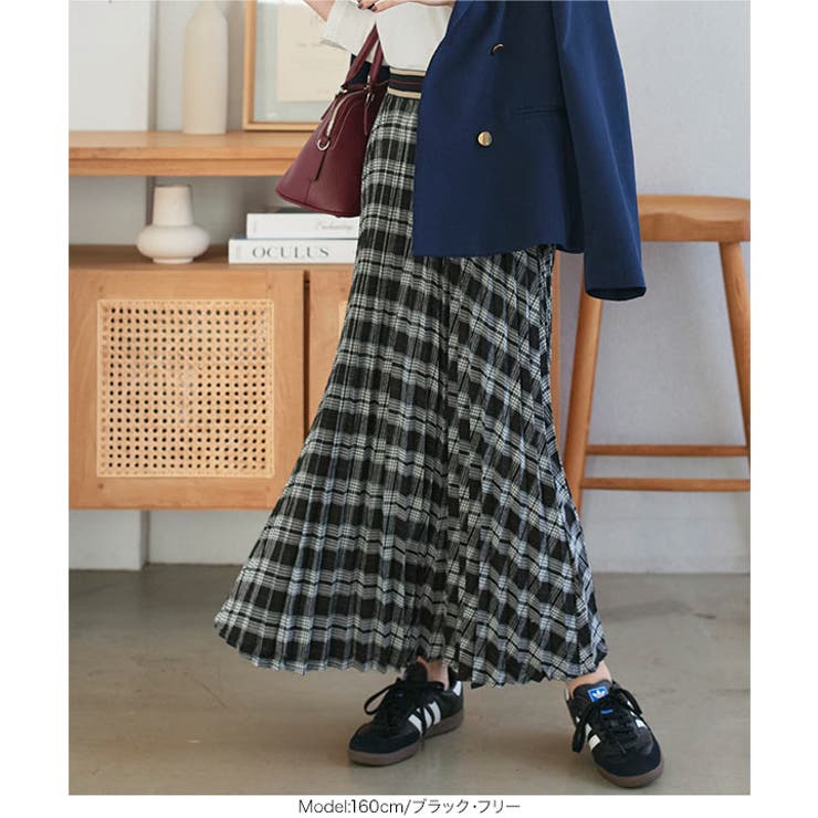 ウエストラインゴムチェックスカート［M4164］ | KOBE LETTUCE | 詳細画像8 