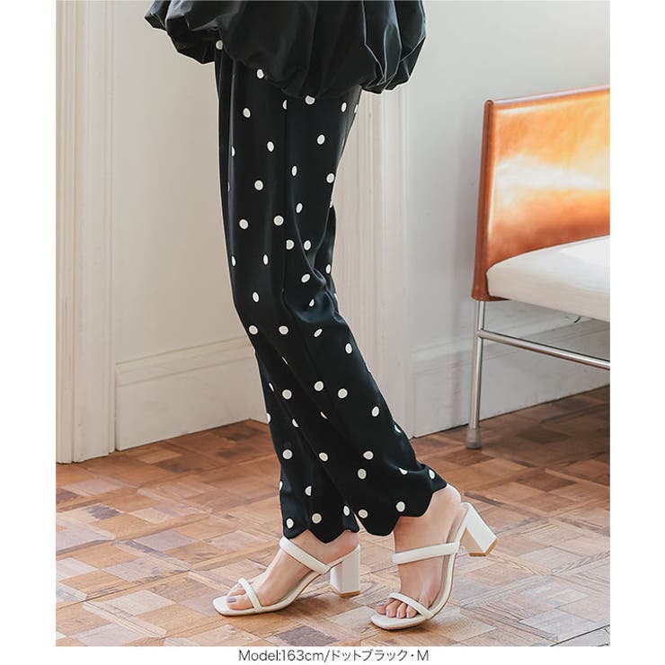 スカラップヘムカットジョーゼットパンツ［M4205］