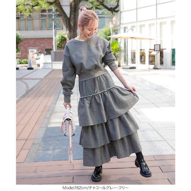 裏起毛スウェットティアードスカート 裏起毛 スウェット | KOBE LETTUCE | 詳細画像15 