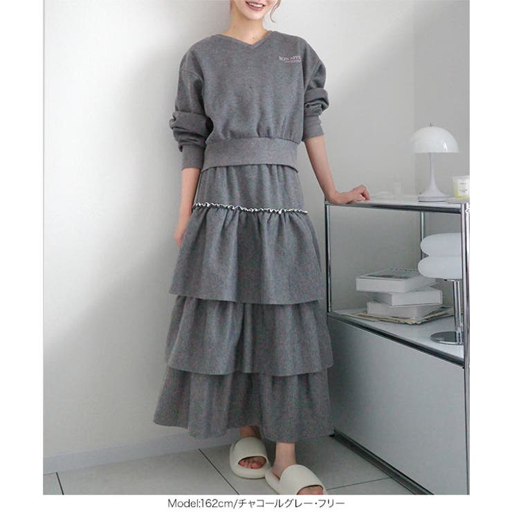 裏起毛スウェットティアードスカート 裏起毛 スウェット | KOBE LETTUCE | 詳細画像18 