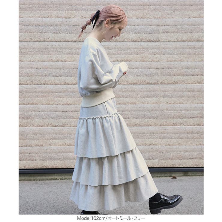 裏起毛スウェットティアードスカート 裏起毛 スウェット | KOBE LETTUCE | 詳細画像9 