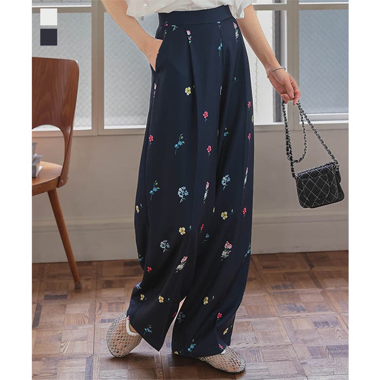 ビキ　花柄タックパンツ 総柄プリントワイドタックパンツ［M4225］[品番：KO000015334