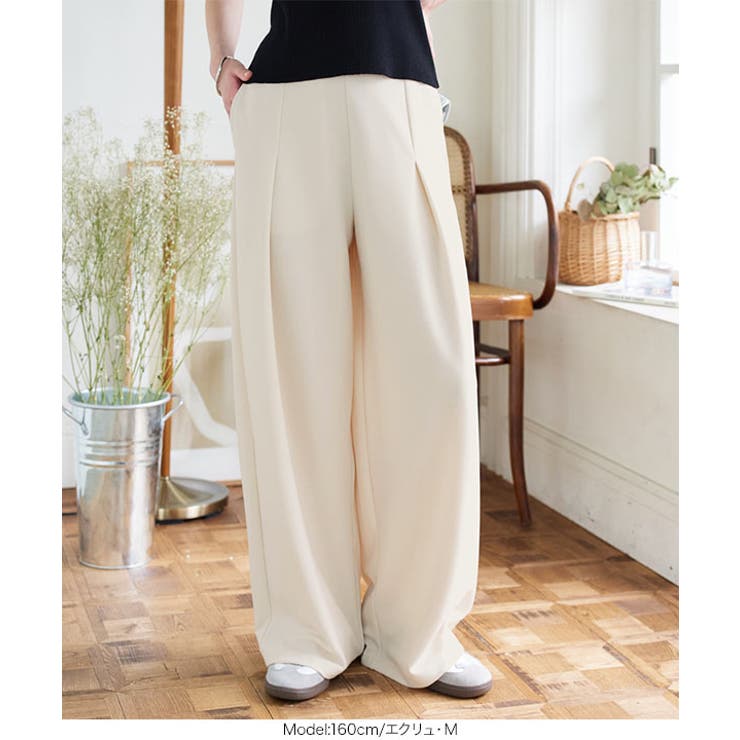 シワになりにくいジャージーコクーンタックパンツ［M4235］