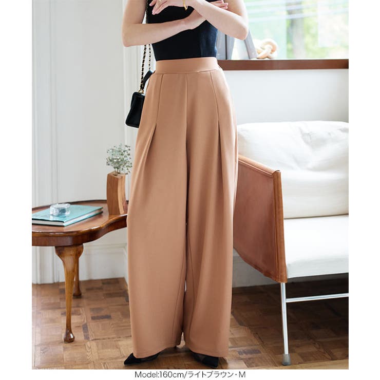 シワになりにくいジャージーコクーンタックパンツ［M4235］