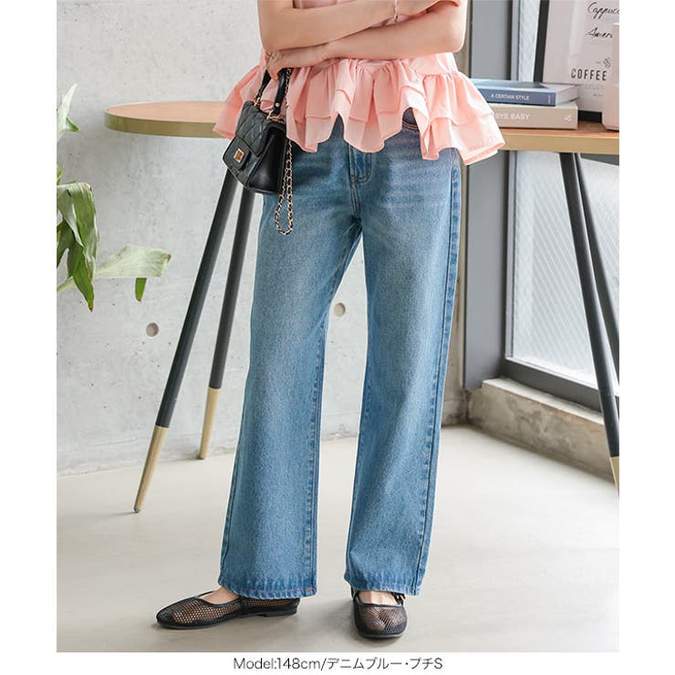 オリジナルフラッシャー付きストレートデニムパンツ[品番