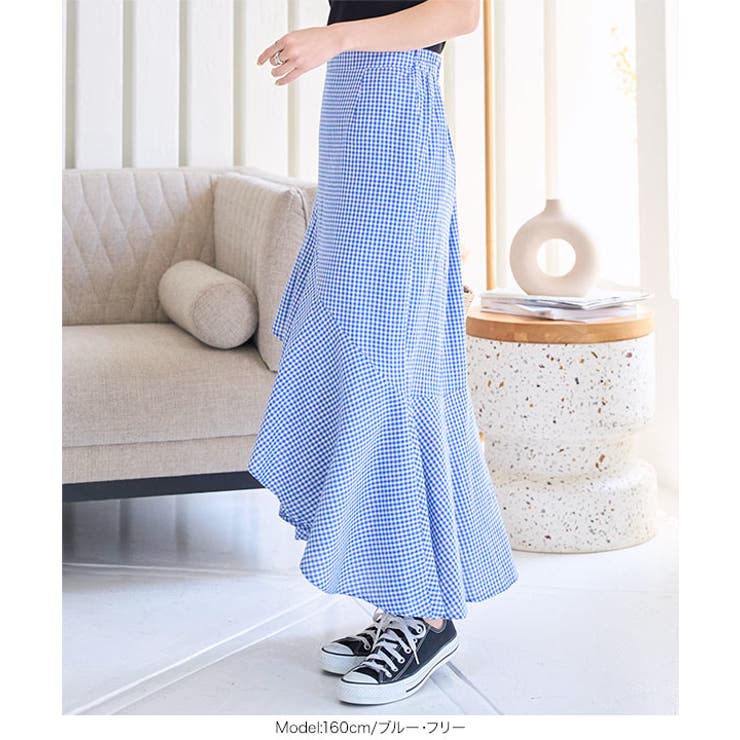 アシンメトリーフリルチェックスカート［M4242］ | KOBE LETTUCE | 詳細画像7 