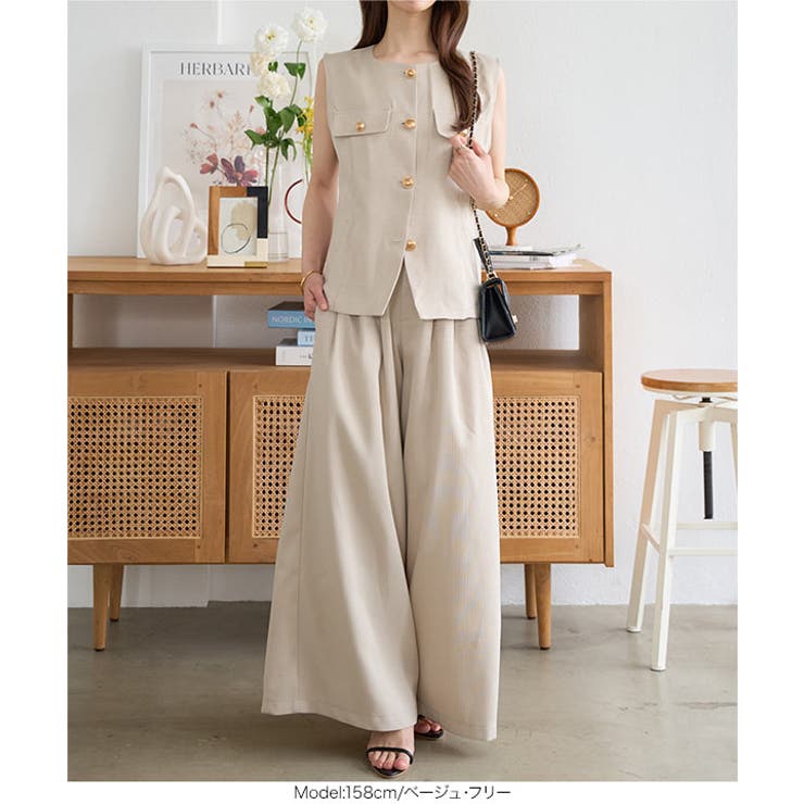 リネンタッチワイドパンツ［M4247］ | KOBE LETTUCE | 詳細画像3 