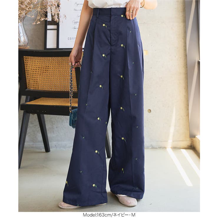 刺繍ワイドパンツ［M4253］ 刺繍 花柄 | KOBE LETTUCE | 詳細画像4 