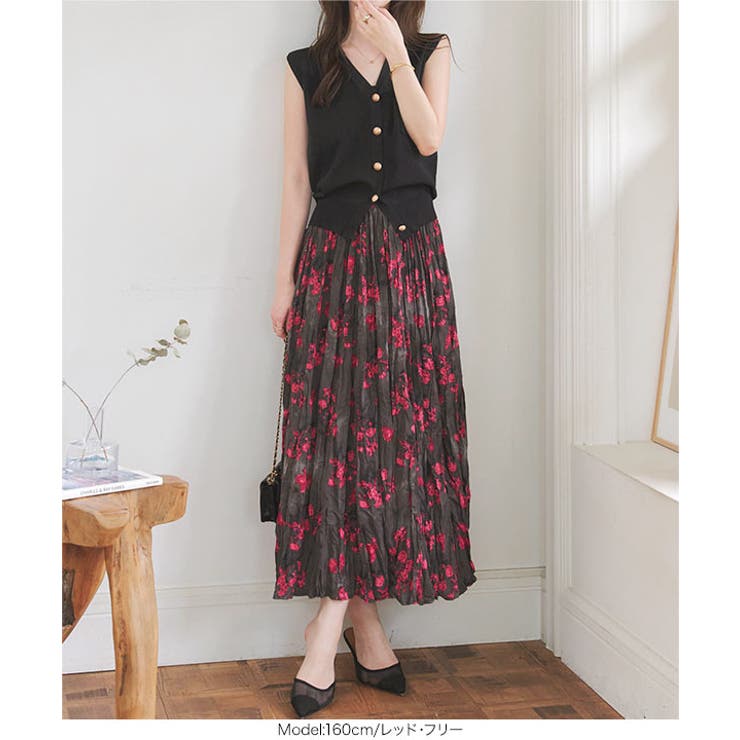 ワッシャープリーツ花柄スカート［M4265］ | KOBE LETTUCE | 詳細画像6 