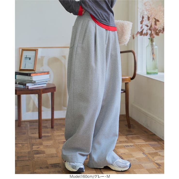 フェイクウールタックワイドパンツ［M4278］ フェイクウール タック | KOBE LETTUCE | 詳細画像4 