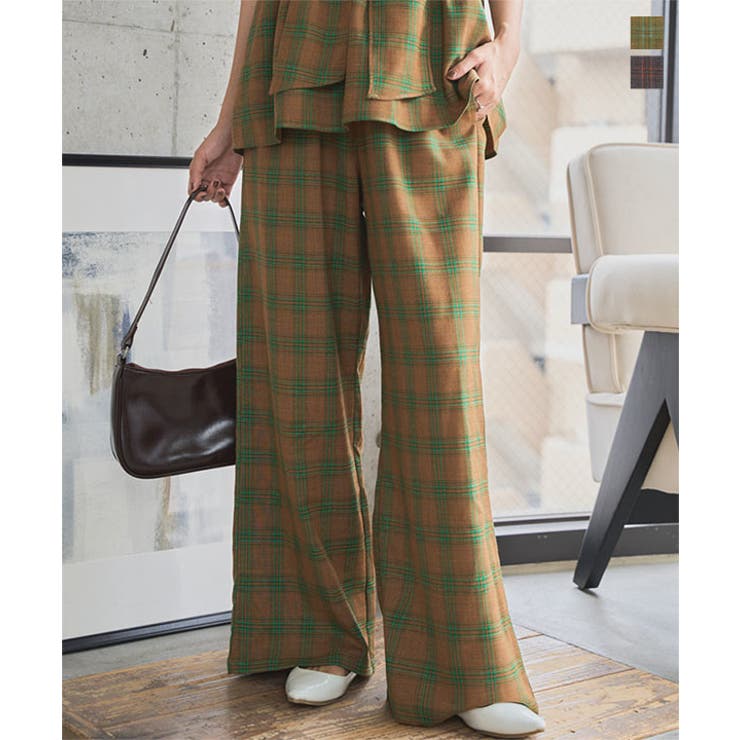 チェック柄ワイドパンツ チェック柄 ワイド | KOBE LETTUCE | 詳細画像1 