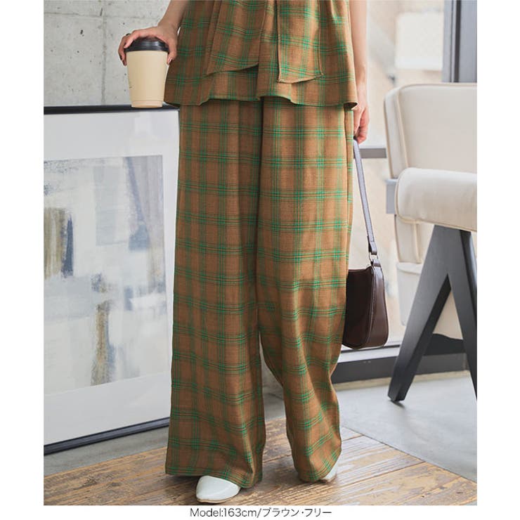 チェック柄ワイドパンツ チェック柄 ワイド | KOBE LETTUCE | 詳細画像2 