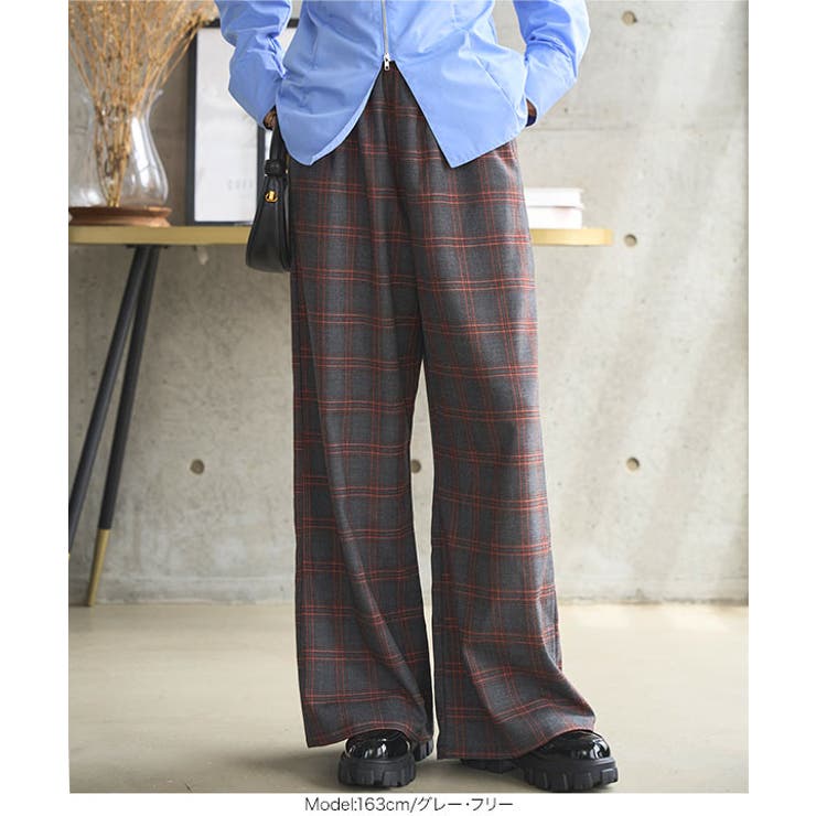 チェック柄ワイドパンツ チェック柄 ワイド | KOBE LETTUCE | 詳細画像4 