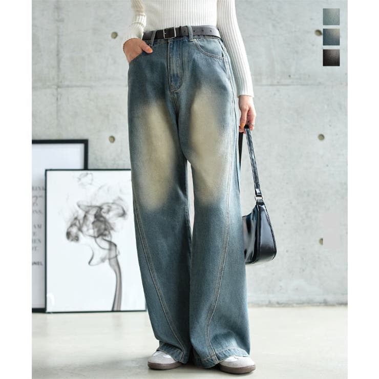 圧倒的着痩せカーブデニムパンツ 圧倒的着痩せ カーブ | KOBE LETTUCE | 詳細画像1 