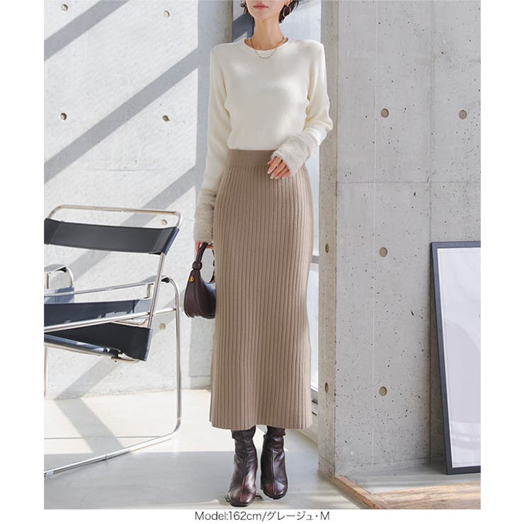 着痩せリブニットスカート 着痩せ リブ | KOBE LETTUCE | 詳細画像8 