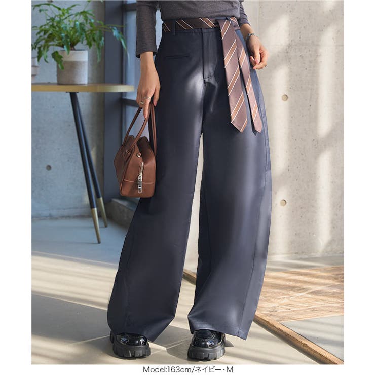 ネクタイ風ベルト付きカーブパンツ［M4302］ ネクタイ風ベルト付き カーブパン… | KOBE LETTUCE | 詳細画像3 