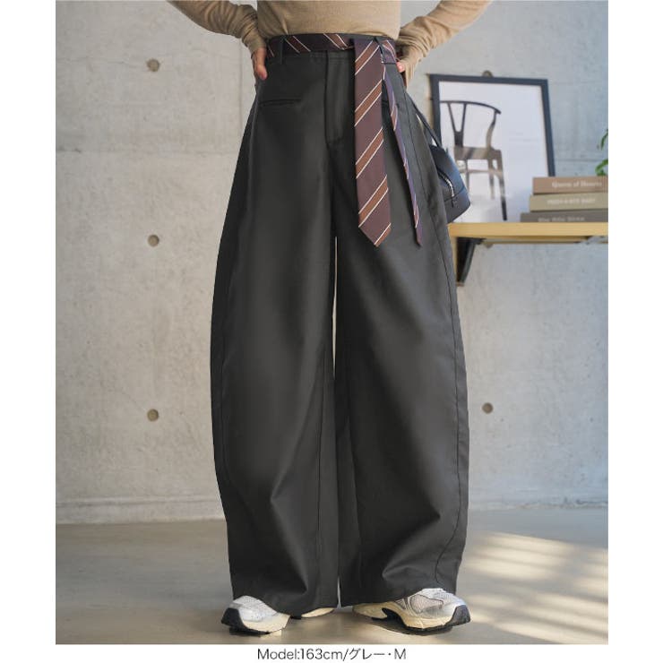 ネクタイ風ベルト付きカーブパンツ［M4302］ ネクタイ風ベルト付き カーブパン… | KOBE LETTUCE | 詳細画像5 