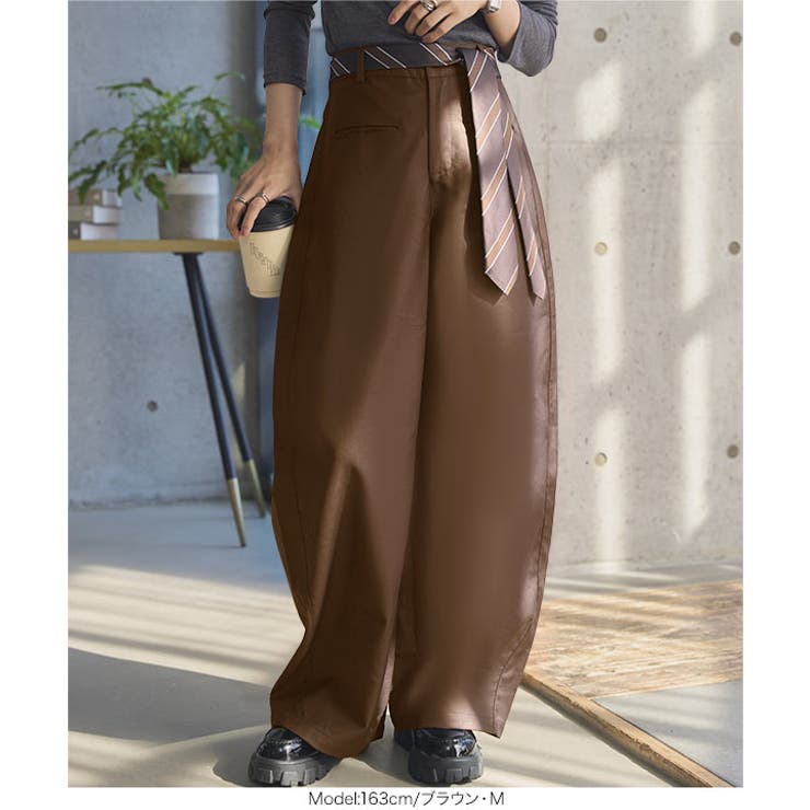 ネクタイ風ベルト付きカーブパンツ［M4302］ ネクタイ風ベルト付き カーブパン… | KOBE LETTUCE | 詳細画像7 