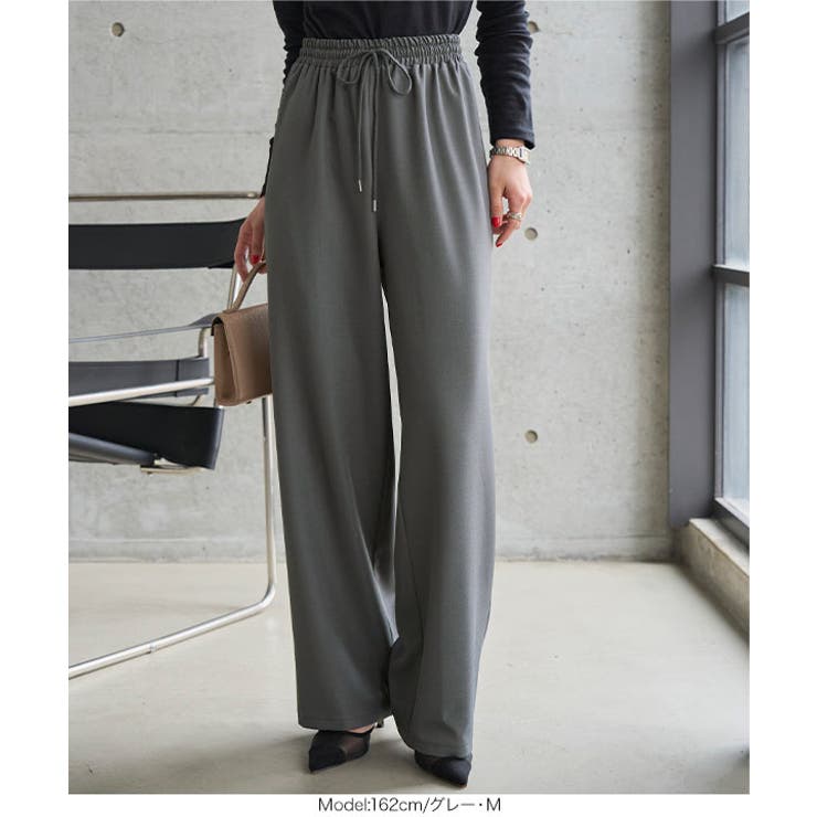 選べるサイズ 防シワウエストゴムワイドパンツ［M4366］ シワになりにくい | KOBE LETTUCE | 詳細画像11 