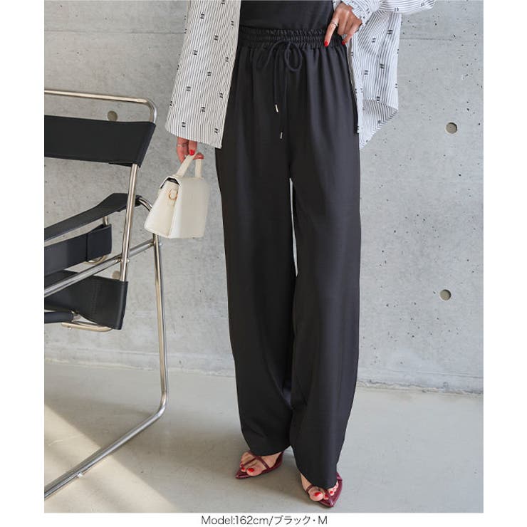 選べるサイズ 防シワウエストゴムワイドパンツ［M4366］ シワになりにくい | KOBE LETTUCE | 詳細画像12 