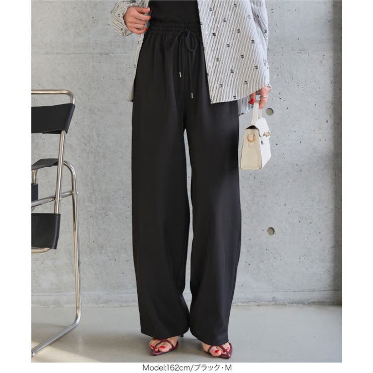 選べるサイズ 防シワウエストゴムワイドパンツ［M4366］ シワになりにくい | KOBE LETTUCE | 詳細画像13 