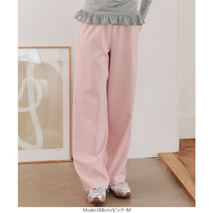 選べるサイズ 防シワウエストゴムワイドパンツ［M4366］ シワになりにくい | KOBE LETTUCE | 詳細画像8 