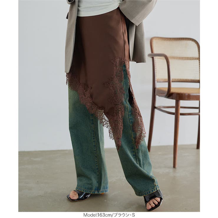 裾レースアシメサテンスカート［M4387］ 裾レース サテンスカート | KOBE LETTUCE | 詳細画像6 