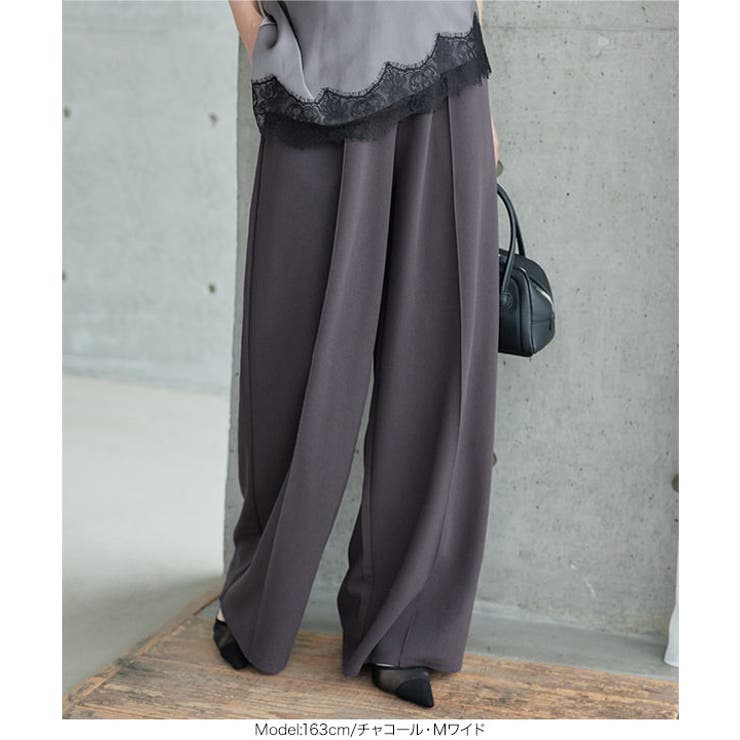 センターシームストレッチワイドパンツ［M4403］ ワイドパンツ センターシーム | KOBE LETTUCE | 詳細画像7 