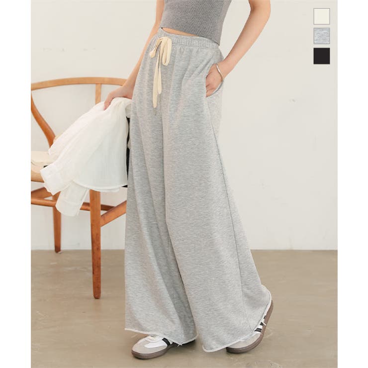 裾切りっぱなしスウェットワイドパンツ［M4413］ スウェットパンツ 裾切りっぱ… | KOBE LETTUCE | 詳細画像1 