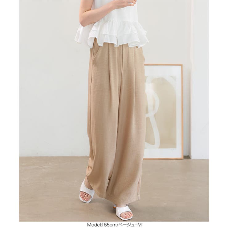 選べるサイズ さらとろ麻調ワイドパンツ［M4424］ ワイドパンツ | KOBE LETTUCE | 詳細画像4 