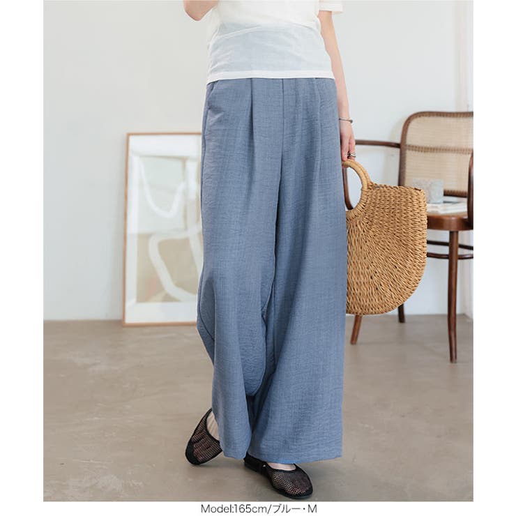 選べるサイズ さらとろ麻調ワイドパンツ［M4424］ ワイドパンツ | KOBE LETTUCE | 詳細画像8 