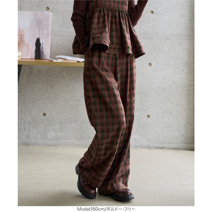 チェック柄ワイドパンツ［M4484］ チェック柄ワイドパンツ レディース | KOBE LETTUCE | 詳細画像9 