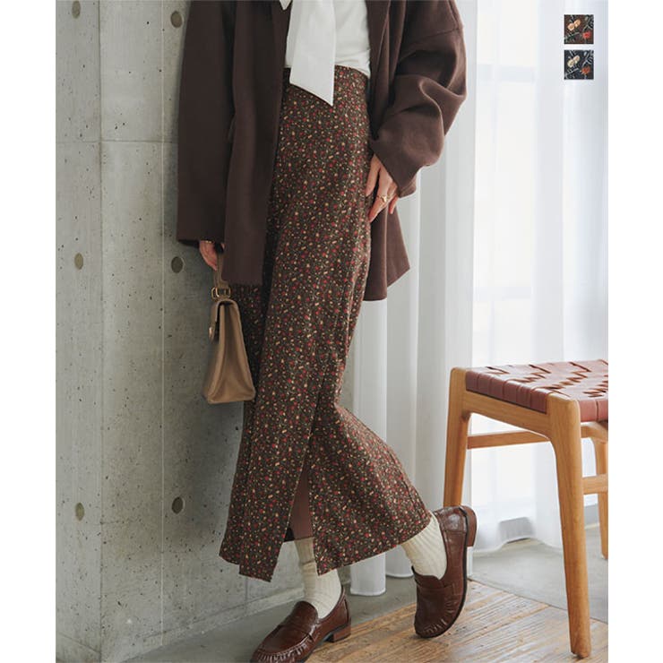 ラップデザイン花柄ロングスカート［M4495］ナロースカート レディース タイト… | KOBE LETTUCE | 詳細画像1 